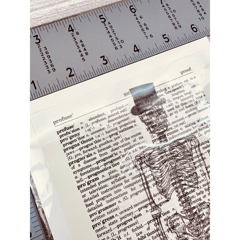 Skeleton Skull Spooky Upcycled Dictionary Art Prints Lot 4 Mini Poster Set‎ OOAK - Picture 9 of 14